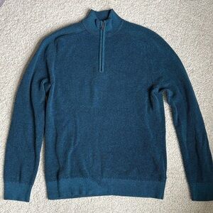 Express Men's Zip Up Sweater in Teal